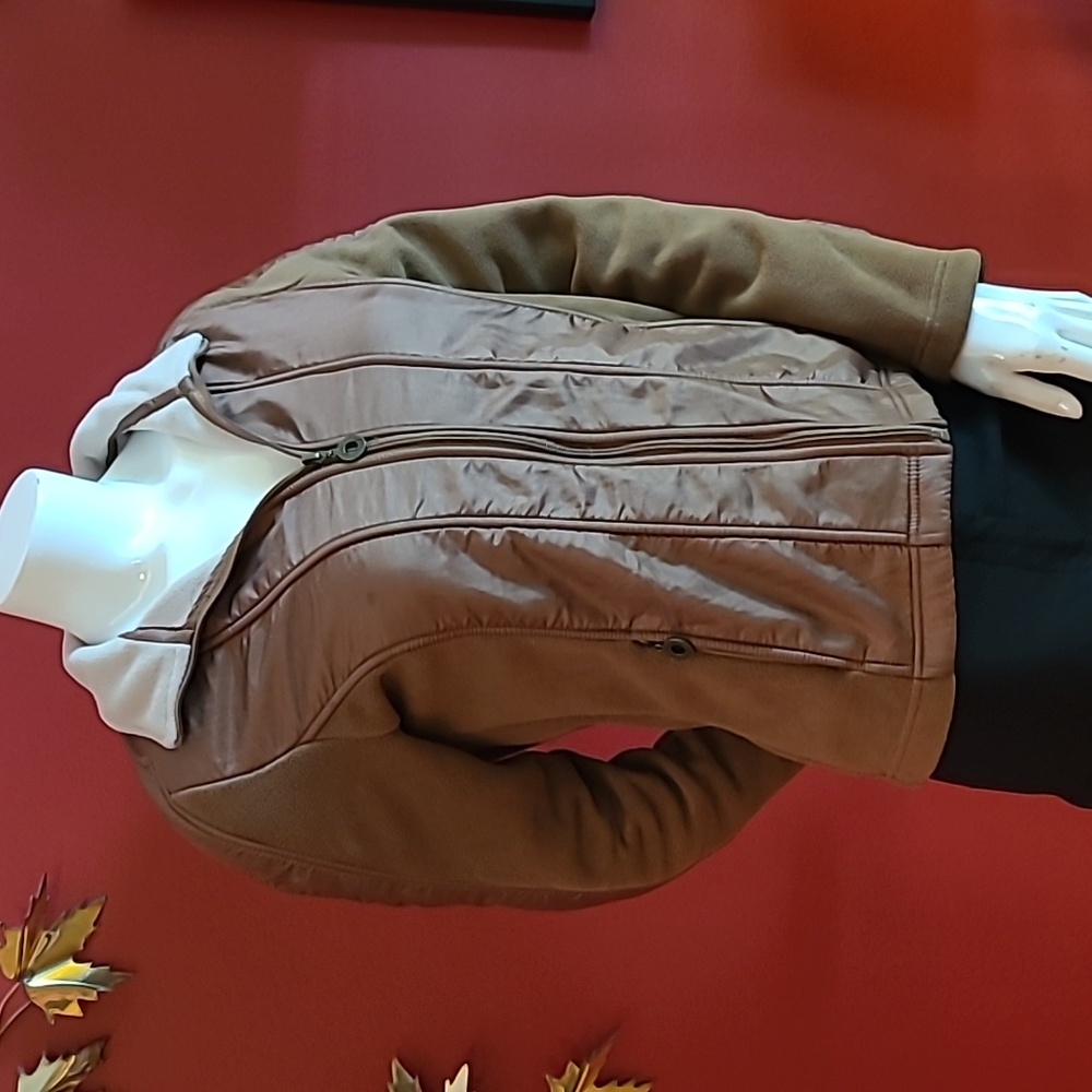 Notice Brown Fleece Zip Up Jacket - Size M